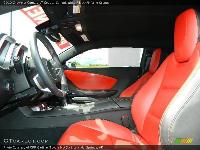 Summit White / Black/Inferno Orange 2010 Chevrolet Camaro LT Coupe
