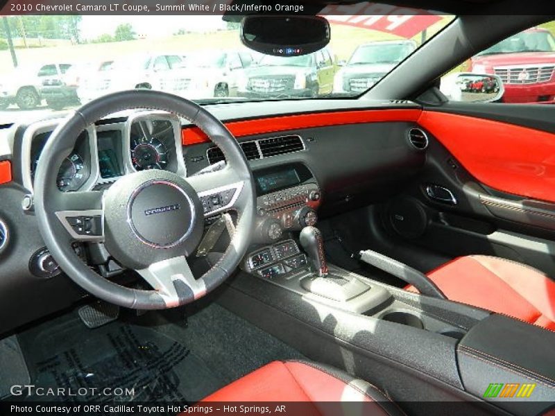 Summit White / Black/Inferno Orange 2010 Chevrolet Camaro LT Coupe