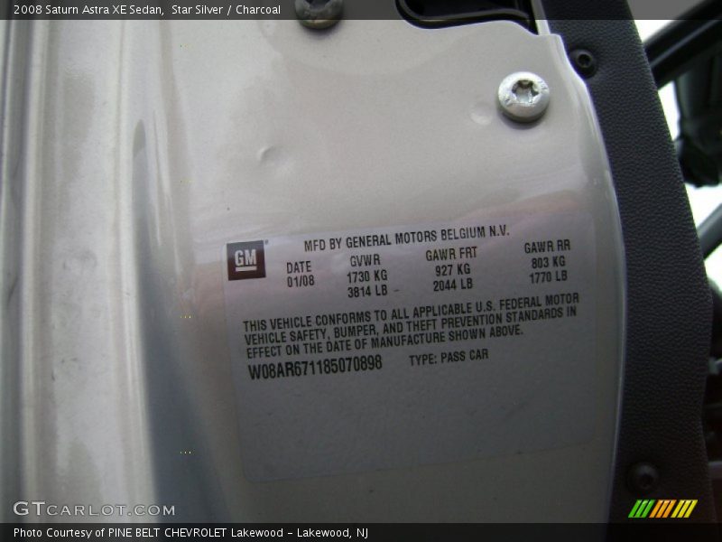 Star Silver / Charcoal 2008 Saturn Astra XE Sedan