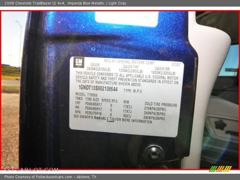 Imperial Blue Metallic / Light Gray 2008 Chevrolet TrailBlazer LS 4x4