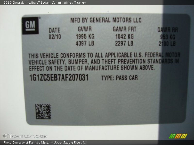 Summit White / Titanium 2010 Chevrolet Malibu LT Sedan