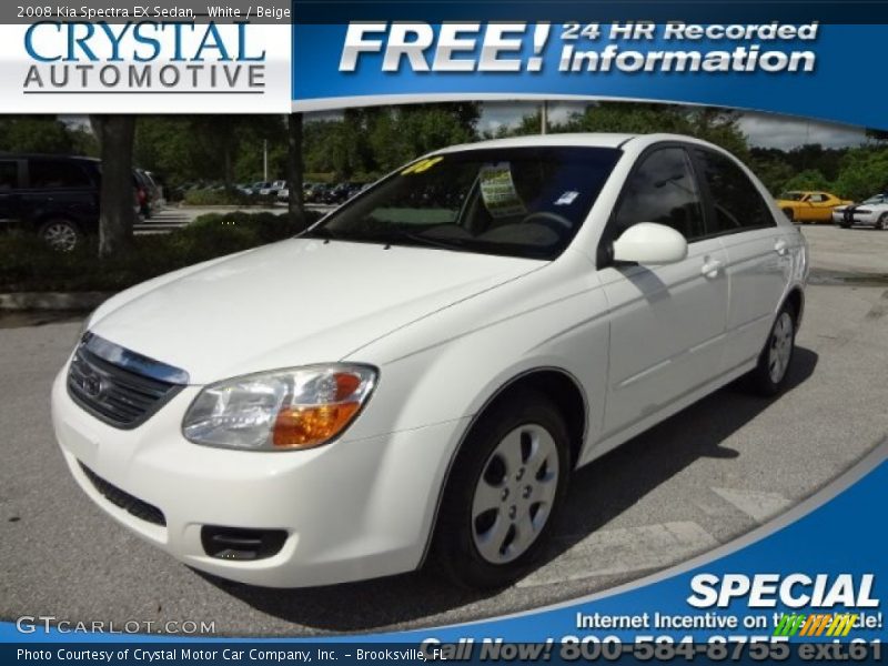 White / Beige 2008 Kia Spectra EX Sedan