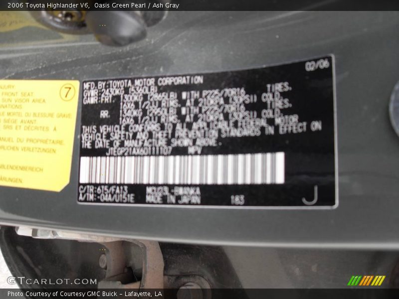 Oasis Green Pearl / Ash Gray 2006 Toyota Highlander V6