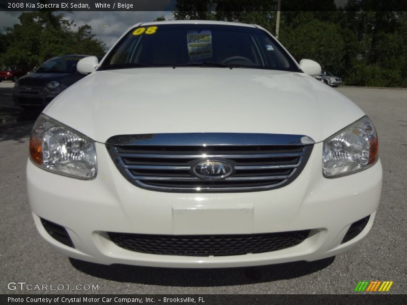 White / Beige 2008 Kia Spectra EX Sedan