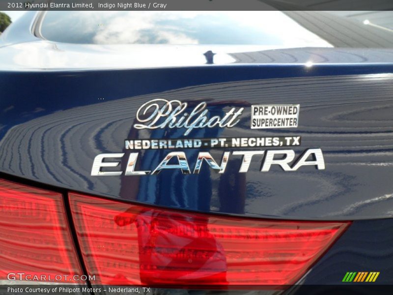 Indigo Night Blue / Gray 2012 Hyundai Elantra Limited