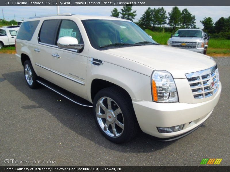 White Diamond Tricoat / Cashmere/Cocoa 2013 Cadillac Escalade ESV Luxury AWD