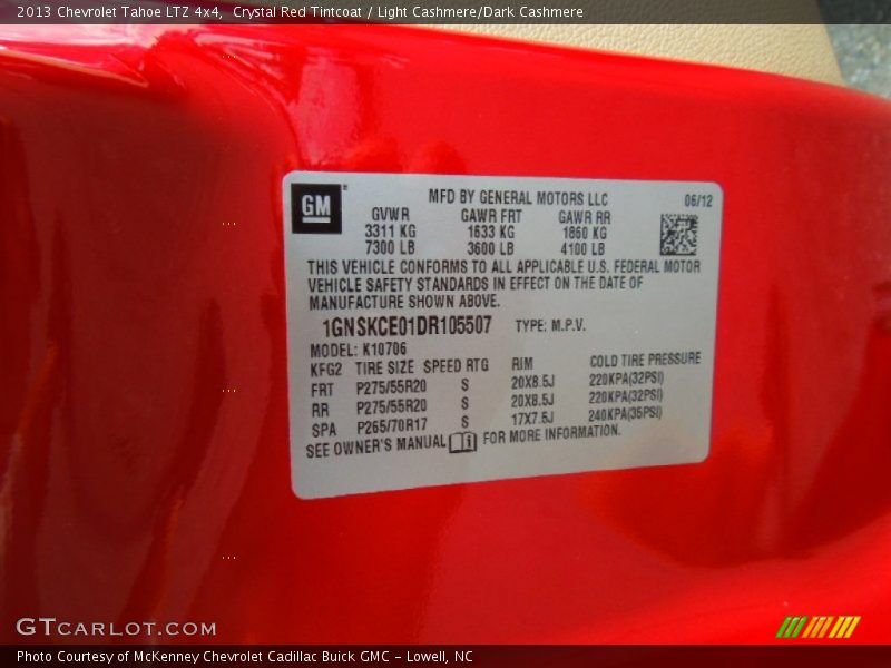 Crystal Red Tintcoat / Light Cashmere/Dark Cashmere 2013 Chevrolet Tahoe LTZ 4x4