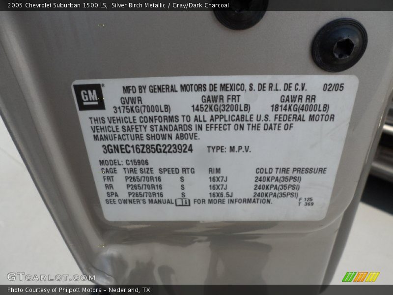 Silver Birch Metallic / Gray/Dark Charcoal 2005 Chevrolet Suburban 1500 LS