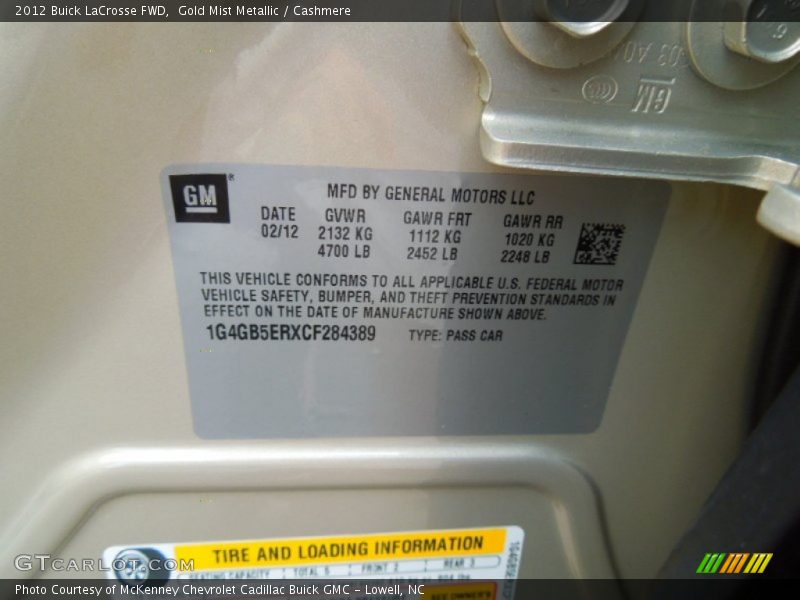 Gold Mist Metallic / Cashmere 2012 Buick LaCrosse FWD