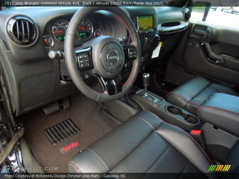 Altitude Edition Black/Radar Red Stitch Interior - 2012 Wrangler Unlimited Altitude 4x4 