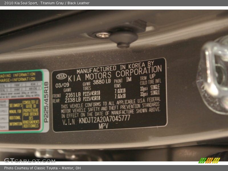Titanium Gray / Black Leather 2010 Kia Soul Sport