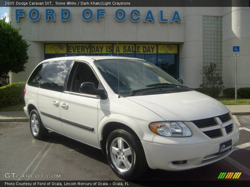 Stone White / Dark Khaki/Light Graystone 2005 Dodge Caravan SXT