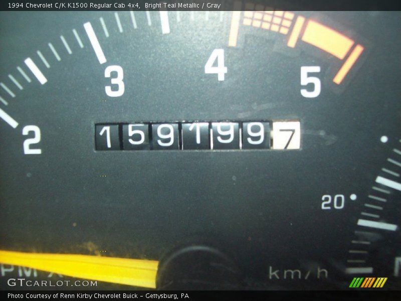 Bright Teal Metallic / Gray 1994 Chevrolet C/K K1500 Regular Cab 4x4