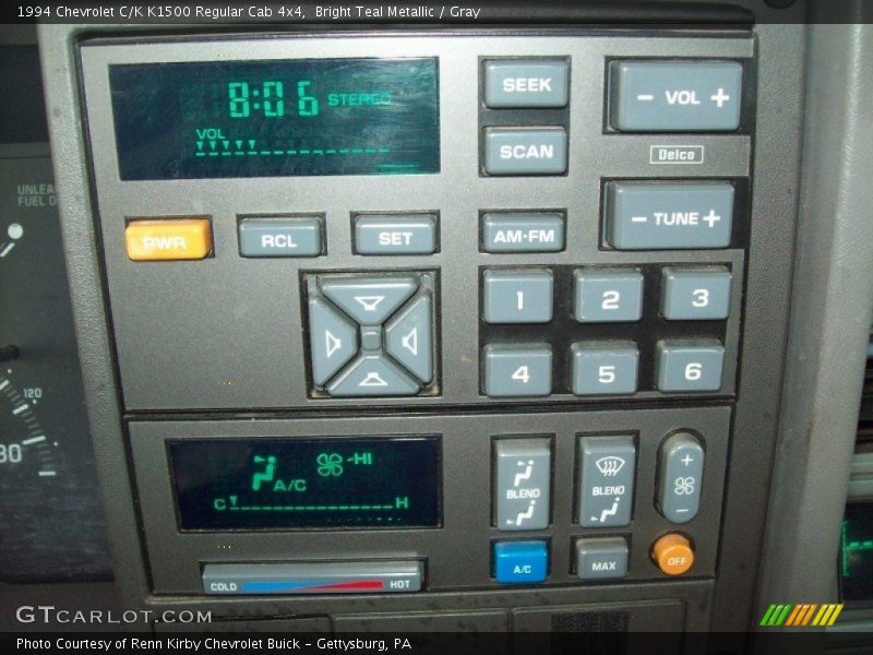 Bright Teal Metallic / Gray 1994 Chevrolet C/K K1500 Regular Cab 4x4