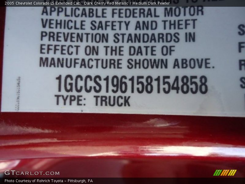 Dark Cherry Red Metallic / Medium Dark Pewter 2005 Chevrolet Colorado LS Extended Cab
