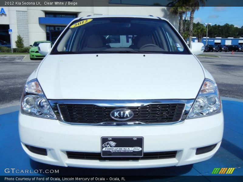 Clear White / Beige 2012 Kia Sedona LX