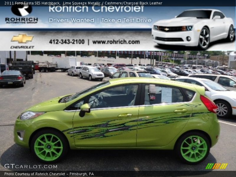 Lime Squeeze Metallic / Cashmere/Charcoal Black Leather 2011 Ford Fiesta SES Hatchback