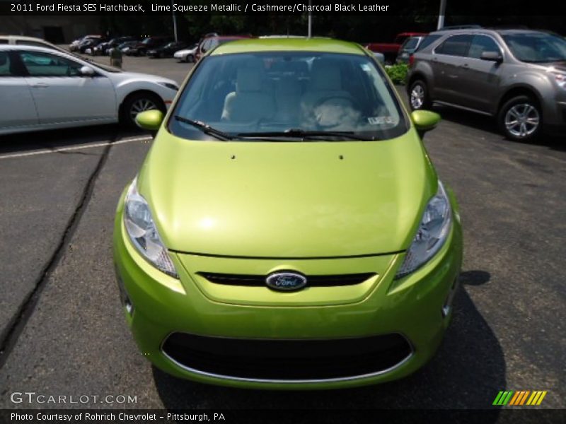Lime Squeeze Metallic / Cashmere/Charcoal Black Leather 2011 Ford Fiesta SES Hatchback