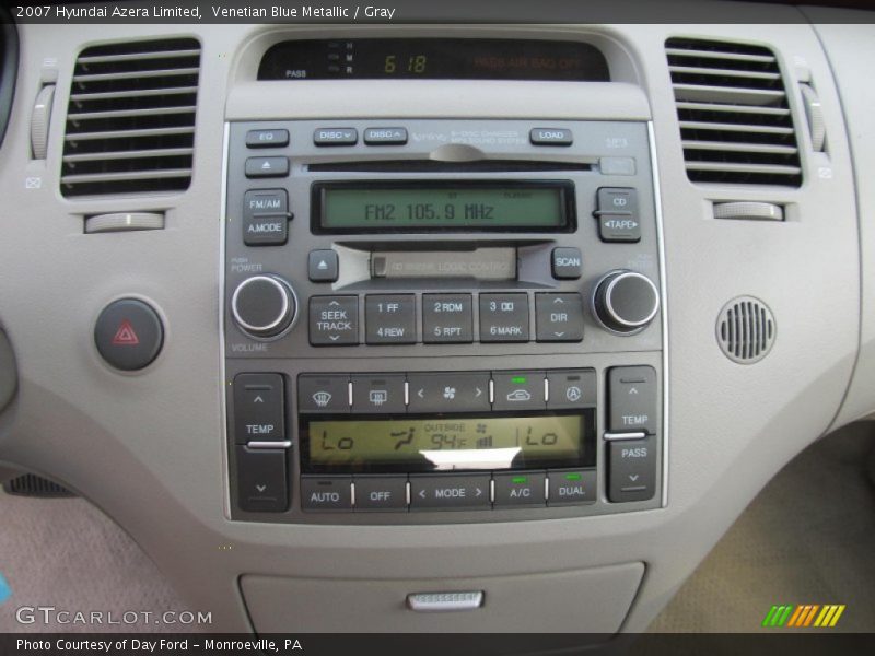 Venetian Blue Metallic / Gray 2007 Hyundai Azera Limited