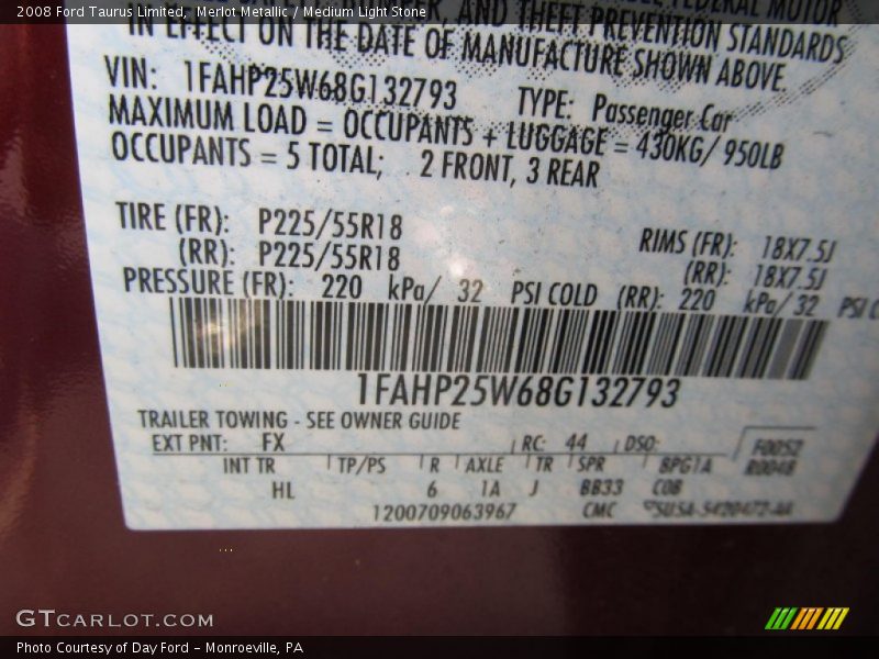 Merlot Metallic / Medium Light Stone 2008 Ford Taurus Limited