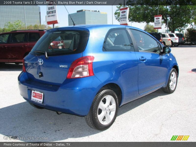 Blazing Blue Pearl / Dark Charcoal 2008 Toyota Yaris S 3 Door Liftback