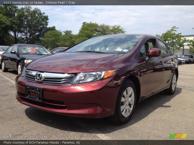 Crimson Pearl / Gray 2012 Honda Civic LX Sedan