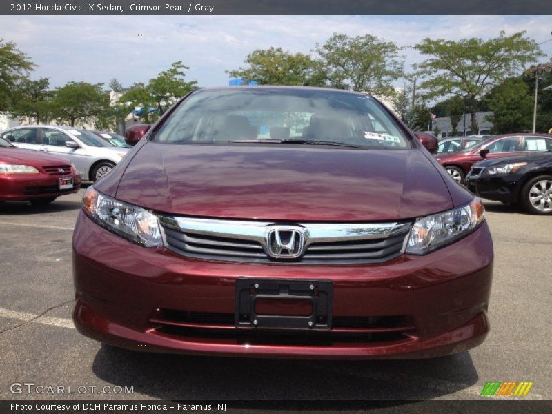 Crimson Pearl / Gray 2012 Honda Civic LX Sedan