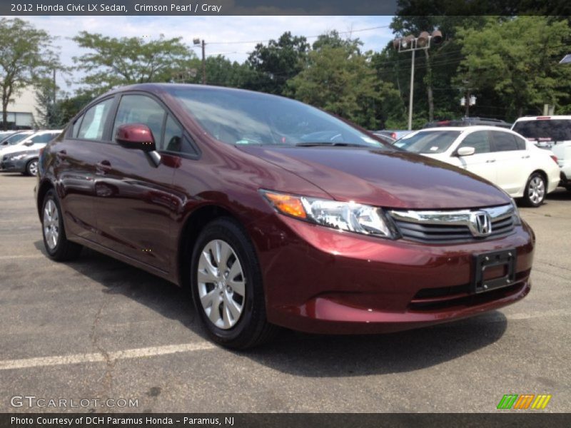 Crimson Pearl / Gray 2012 Honda Civic LX Sedan