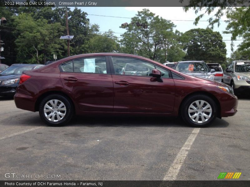 Crimson Pearl / Gray 2012 Honda Civic LX Sedan