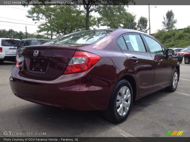 Crimson Pearl / Gray 2012 Honda Civic LX Sedan