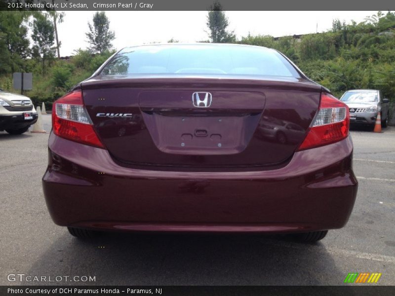 Crimson Pearl / Gray 2012 Honda Civic LX Sedan