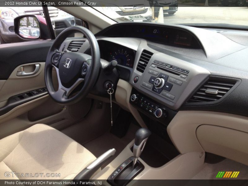 Crimson Pearl / Gray 2012 Honda Civic LX Sedan