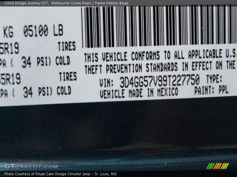 Melbourne Green Pearl / Pastel Pebble Beige 2009 Dodge Journey SXT