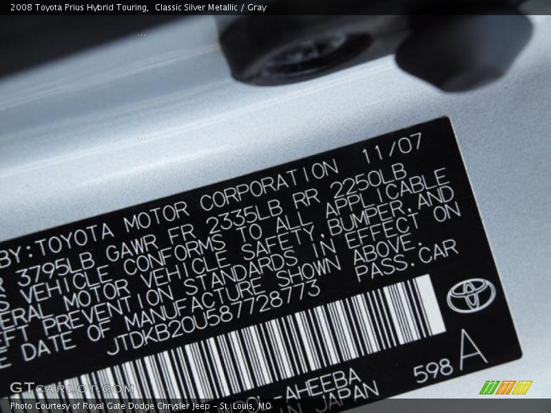 Classic Silver Metallic / Gray 2008 Toyota Prius Hybrid Touring