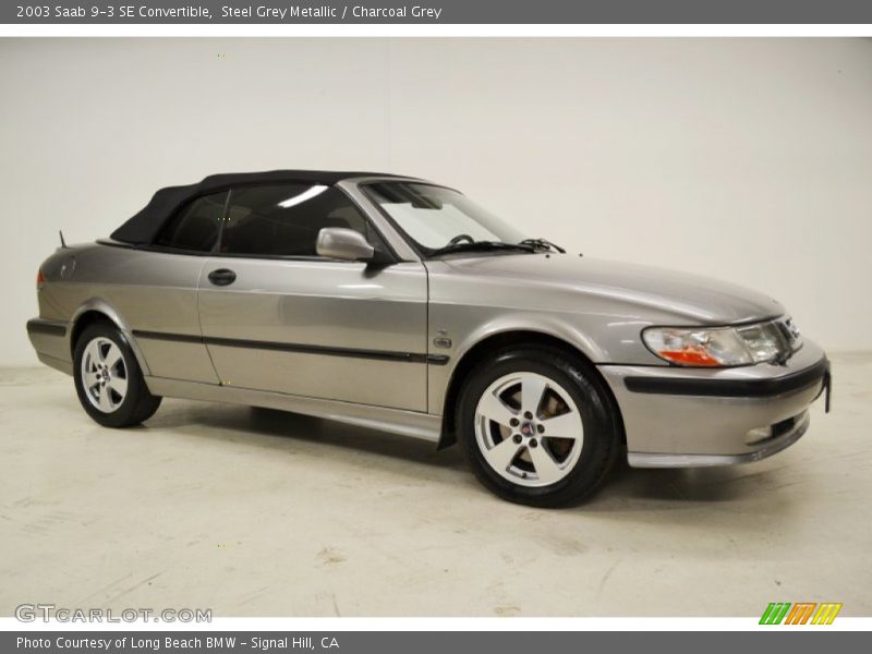 Steel Grey Metallic / Charcoal Grey 2003 Saab 9-3 SE Convertible