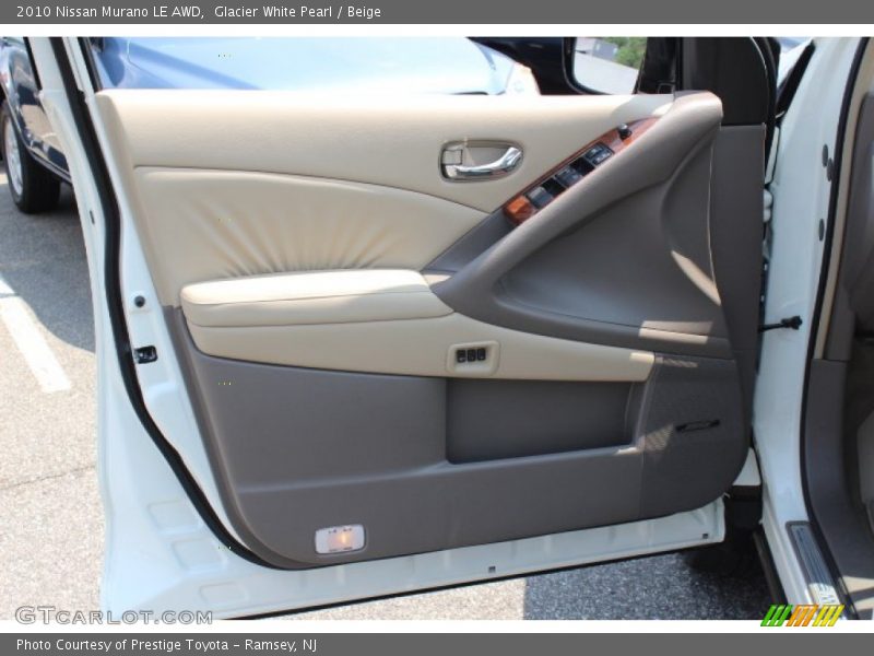 Glacier White Pearl / Beige 2010 Nissan Murano LE AWD