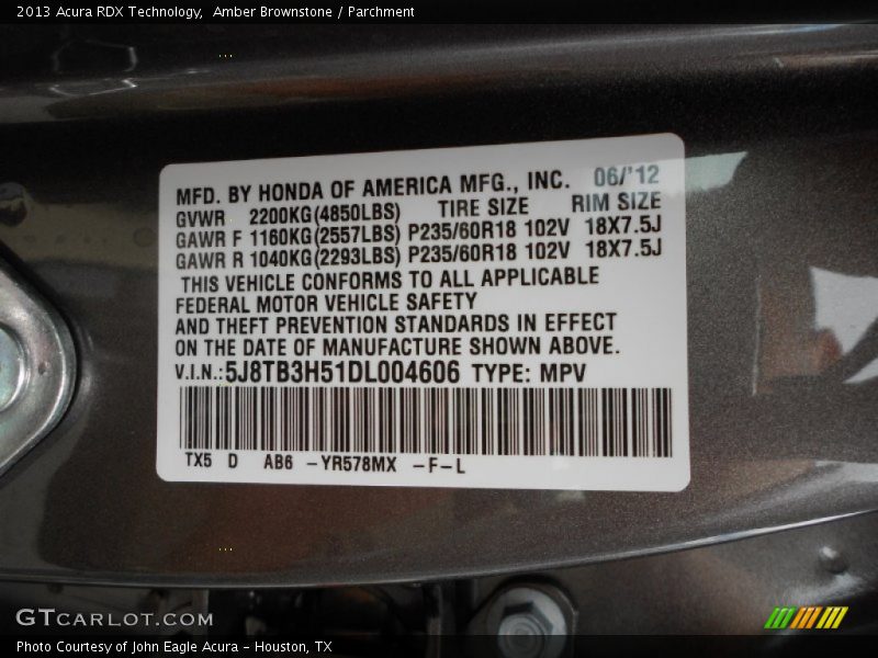 Amber Brownstone / Parchment 2013 Acura RDX Technology