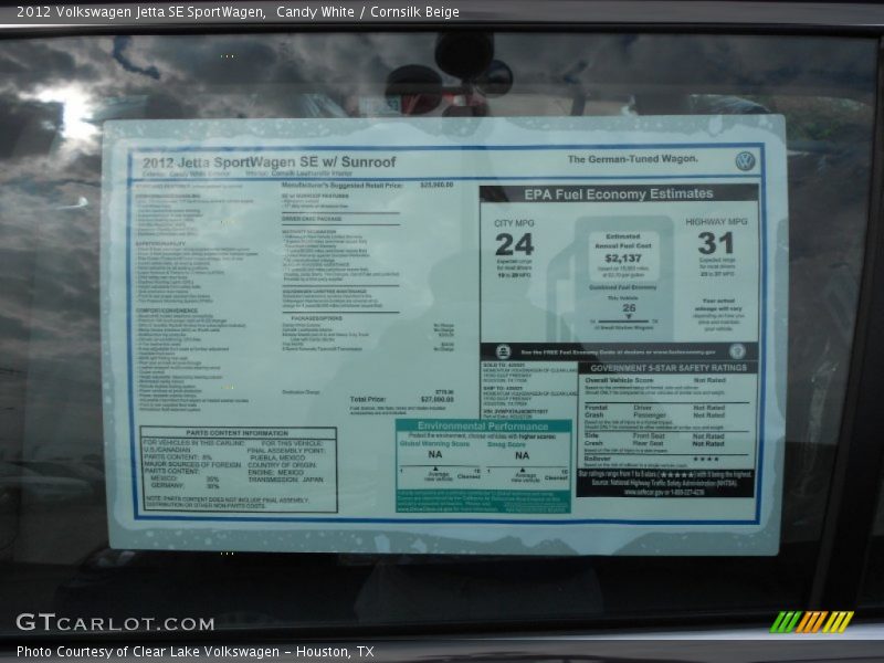 Candy White / Cornsilk Beige 2012 Volkswagen Jetta SE SportWagen