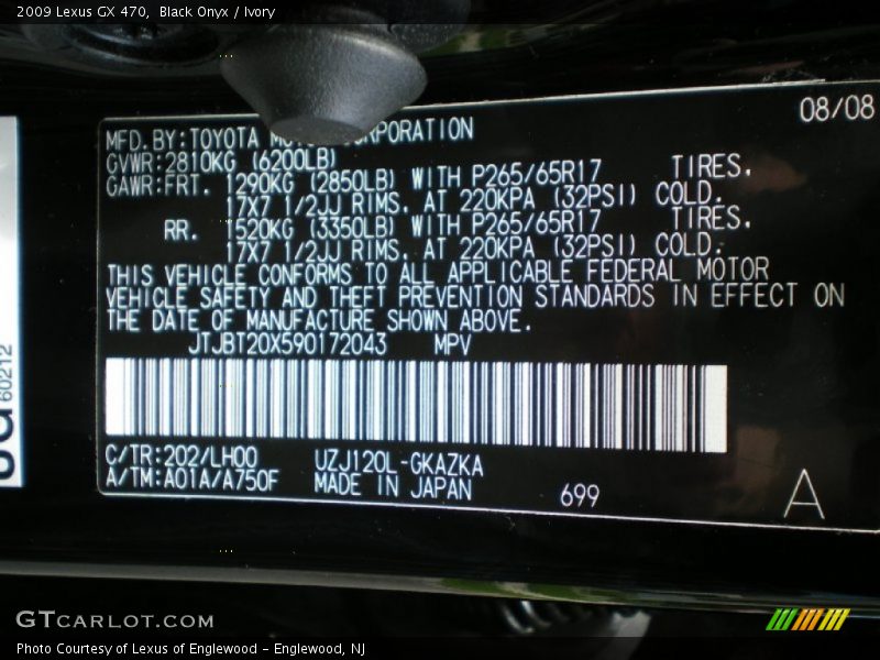 Black Onyx / Ivory 2009 Lexus GX 470