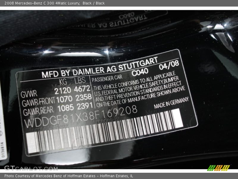 Black / Black 2008 Mercedes-Benz C 300 4Matic Luxury