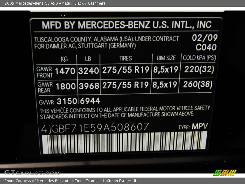 Black / Cashmere 2009 Mercedes-Benz GL 450 4Matic