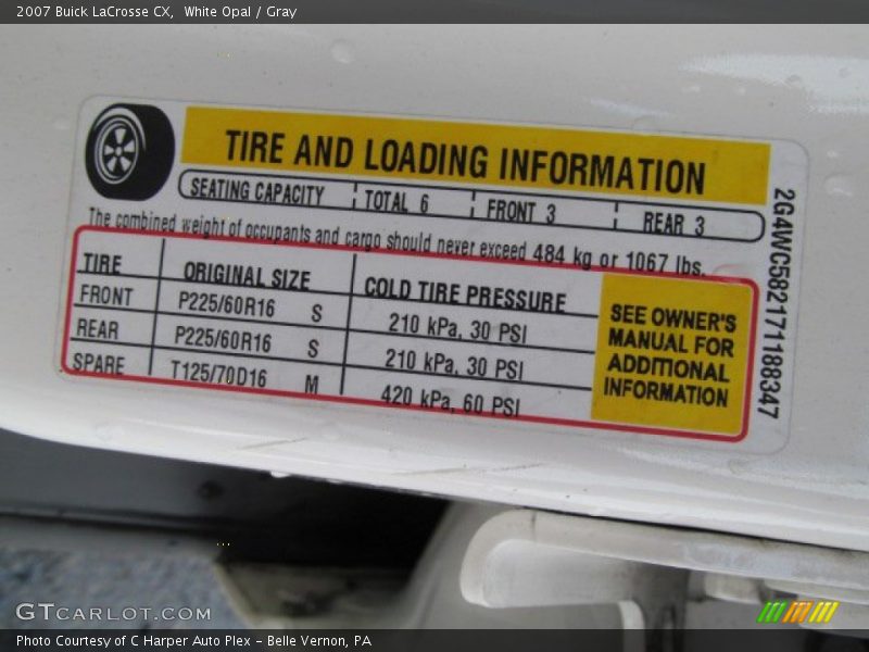 White Opal / Gray 2007 Buick LaCrosse CX