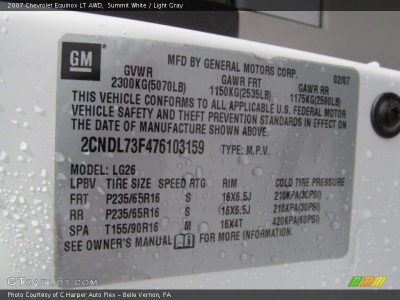 Summit White / Light Gray 2007 Chevrolet Equinox LT AWD