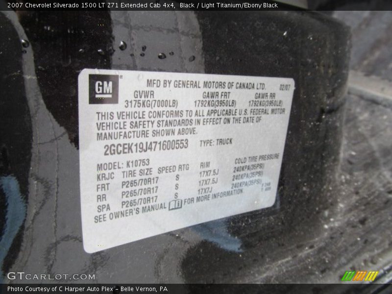 Black / Light Titanium/Ebony Black 2007 Chevrolet Silverado 1500 LT Z71 Extended Cab 4x4