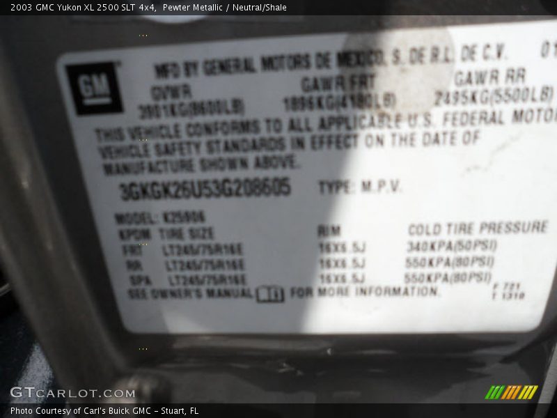 Pewter Metallic / Neutral/Shale 2003 GMC Yukon XL 2500 SLT 4x4