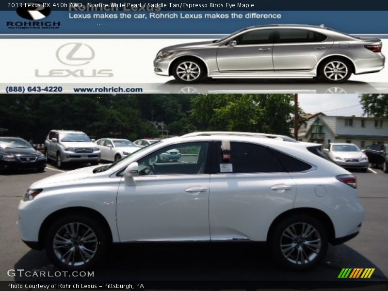 Starfire White Pearl / Saddle Tan/Espresso Birds Eye Maple 2013 Lexus RX 450h AWD
