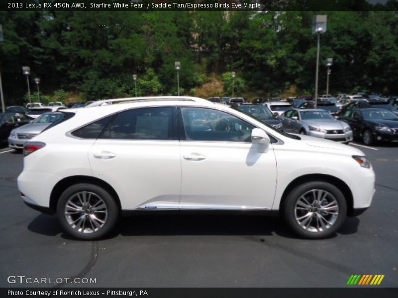 Starfire White Pearl / Saddle Tan/Espresso Birds Eye Maple 2013 Lexus RX 450h AWD