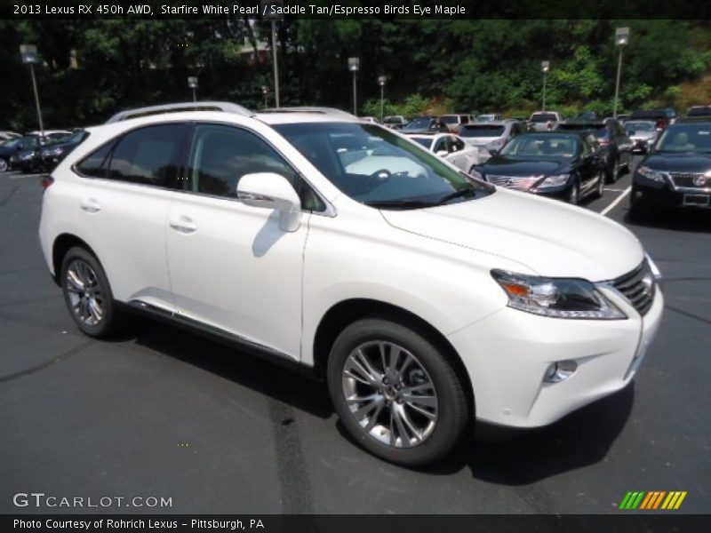 Starfire White Pearl / Saddle Tan/Espresso Birds Eye Maple 2013 Lexus RX 450h AWD