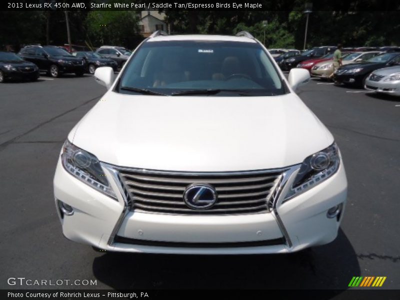 Starfire White Pearl / Saddle Tan/Espresso Birds Eye Maple 2013 Lexus RX 450h AWD