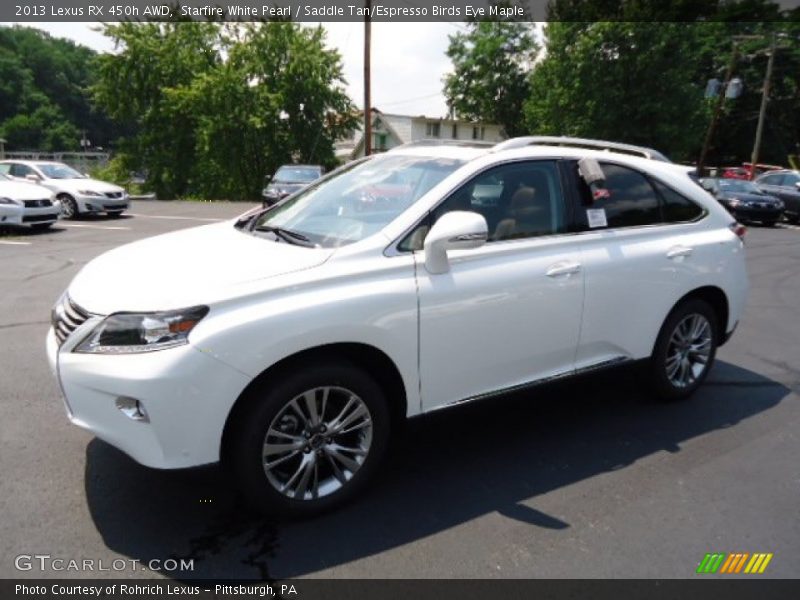 Starfire White Pearl / Saddle Tan/Espresso Birds Eye Maple 2013 Lexus RX 450h AWD